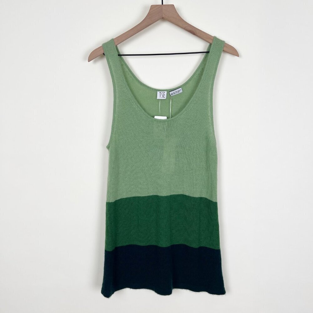 Vintage 100% Cashmere TSE Colour Block Tank Top Knit Shirt Colourblock 90s Y2K